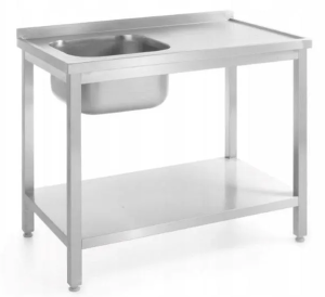 Stół ze zlewem lewym Budget Line | z półką | 800x600x850 mm