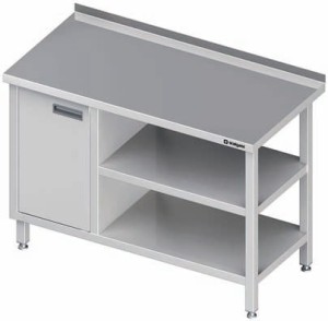 stół przyścienny z szafką (L),i 2-ma półkami 1500x700x850 mm
