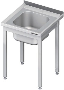 Stół ze zlewem i otworem pod rozdrabniacz, bez półki 700x700x850 mm spawany