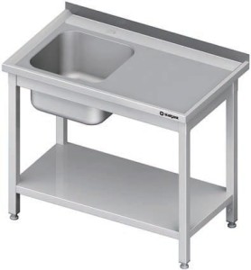 stół ze zlewem 1-kom.(L),z półką 1000x600x850 mm spawany