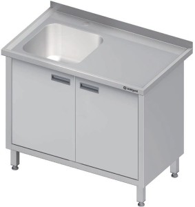 stół ze zlewem 1-kom.(L),drzwi skrzydłowe 900x600x850 mm