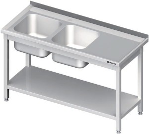 stół ze zlewem 2-kom.(L),z półką 1800x600x850 mm spawany