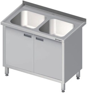 stół ze zlewem 2-kom.,drzwi skrzydłowe 1000x600x850 mm