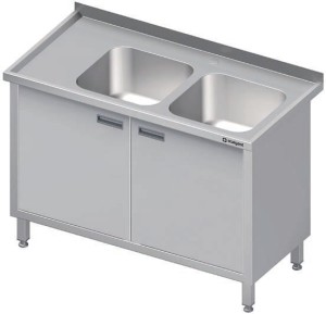 stół ze zlewem 2-kom.(P),drzwi skrzydłowe 1300x600x850 mm