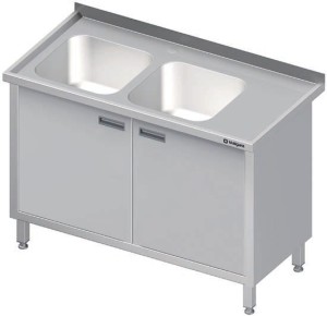 stół ze zlewem 2-kom.(L),drzwi skrzydłowe 1300x600x850 mm