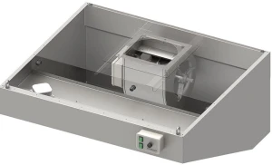 Okap przyścienny skośny | z wentylatorem E1 | oświetlenie i łapacze tłuszczu | 230V | 1000x900x450mm