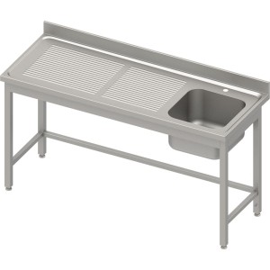 Stół ze zlewem 1-kom.(P) | bez półki | 1500x700x850 mm| blat tłoczony | rant puszkowy 100x15x10 mm