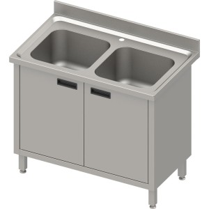 Stół ze zlewem 2-kom. | drzwi skrzydłowe | 1000x600x850 mm| blat tłoczony | rant puszkowy 100x15x10 mm