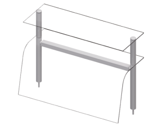Nadstawka podwójna neutralna | szkło gięte | 1122x455x700 mm