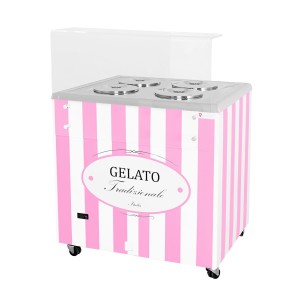 Dystrybutor do lodów | witryna do lodów | konserwator | retro | 4 tub | okrągłe kuwety | 843x670x895 mm | GELATO POZETTI 4 PINK