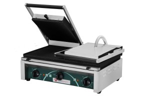 Grill elektryczny kontaktowy panini RN103-A | płyta podwójna | ryflowana | 3,2 kW | 545x410x205 mm