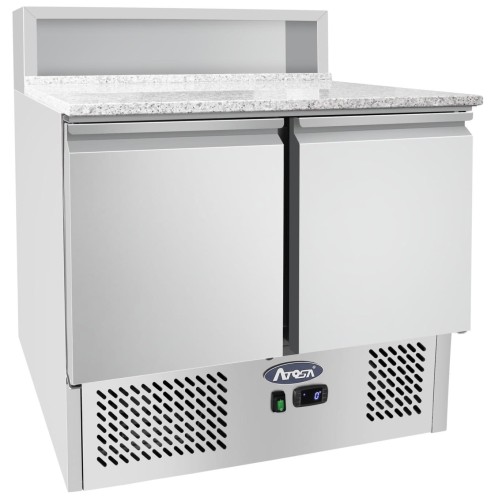 stół chłodniczy 2-drzwiowy, drzwi pełne, agregat dolny, nadstawka na pojemniki gn, blat granitowy, ze stali nierdzewnej, ergonomiczne uchwyty drzwi