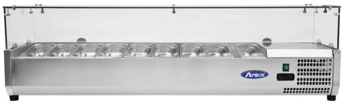 nadstawka chłodnicza, stal nierdzewna, szklana witryna. na pojemniki GN, agregat boczny, na nóżkach stalowych,