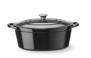 Garnek żeliwny emaliowany | 6,88 l | czarny | 405x255x134mm | Owalny