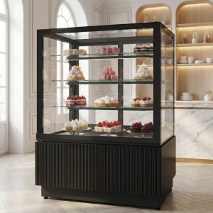 Witryna cukiernicza chłodnicza | Dolce Fresca 1300 | szyba prosta | czarna | 1345x670x1285 mm