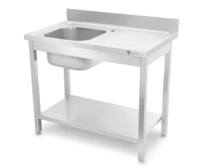 Stół ze zlewem 1-komorowym | z półką | 1000x600x850 mm | spawany